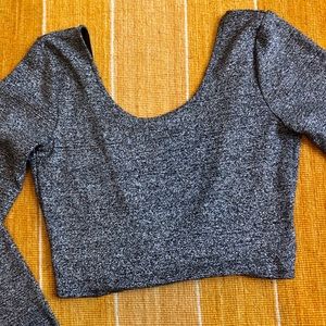 Cropped Silver Sparkle Shirt with Open Back